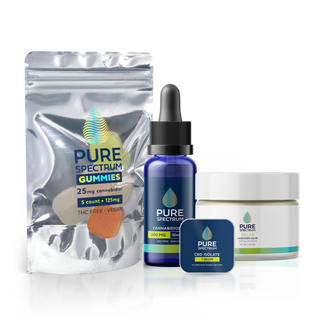 Beginners Bundle including Pure Spectrum 500 MG Tincture, 1 Gram CBD Isolate, Relax Lavender Salve, and CBD Gummies